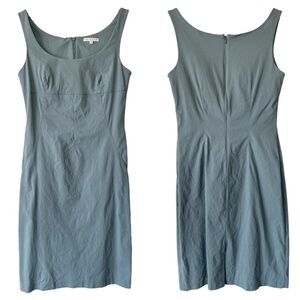 Vintage 90s Minimal Pale Blue Mini Dress Size 5 6 Medium Structured Sleeveless